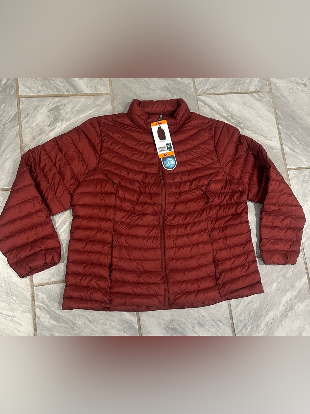 32 Degrees Heat Ultra Light Down Full Zip Puffer Jacket Women’s XXL Spiced Apple